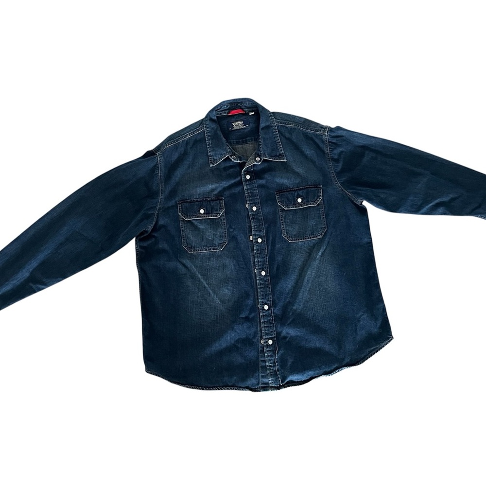 Signature by Levi Strauss Dark Blue Denim Button-Down Shirt
